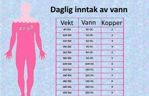 Hvor mye vann bør du drikke i forhold til vekten din?