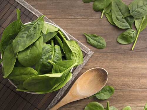 Spinat er rik på jern