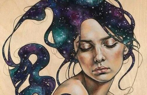 Kvinne med en galakse i håret