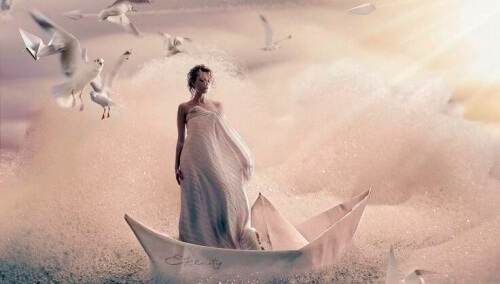 kvinne-alene-på-en-båt