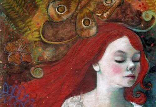 Tegnet rødhåret kvinne