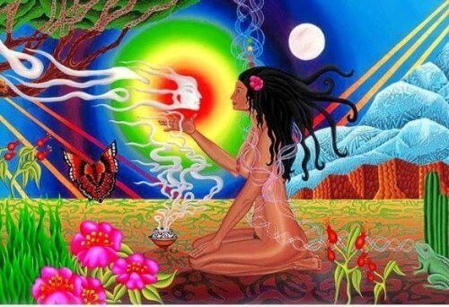 Kvinne snakker med en skygge