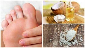 Peeling for føttene med kokosolje og salt