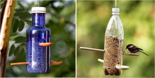 Fuglemater av resirkulerte plastflasker