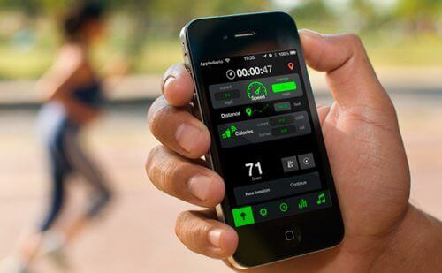 Skritteller på en mobiltelefon for å gå for å gå ned i vekt