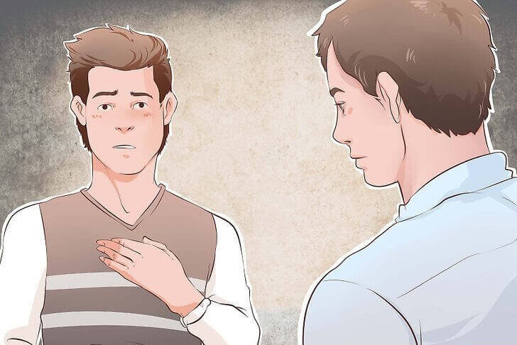 To menn har en samtale der den ene er flau