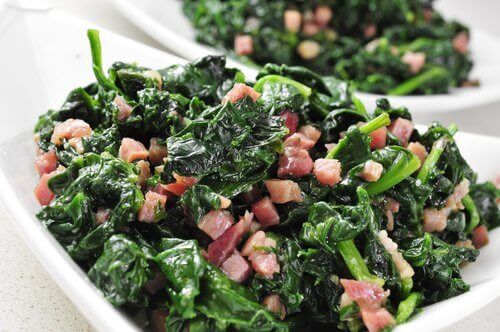 Spinatomelett med skinke