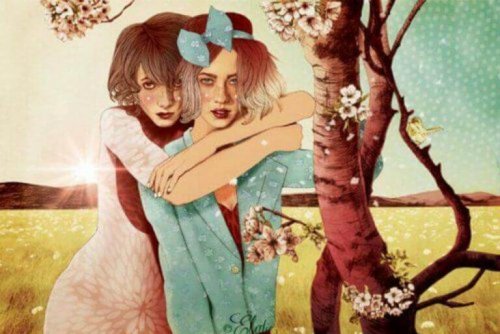 Kvinner ute under et tre