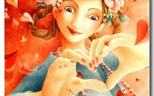 Kvinne former hjerte med hendene