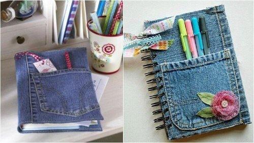 Du kan resirkulere jeans og lage notatbøker.
