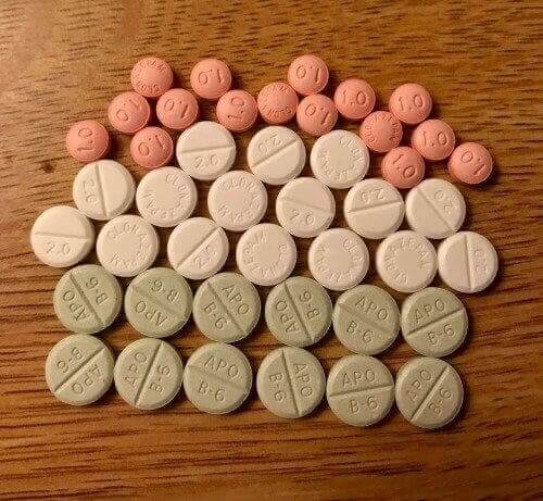 En rekke forskjellige piller.