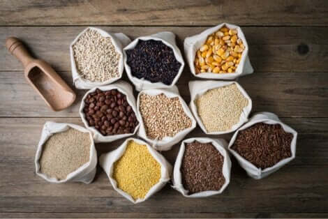 Ulike typer glutenfrie korn.