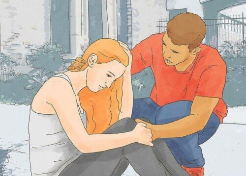 En mann som trøster en kvinne