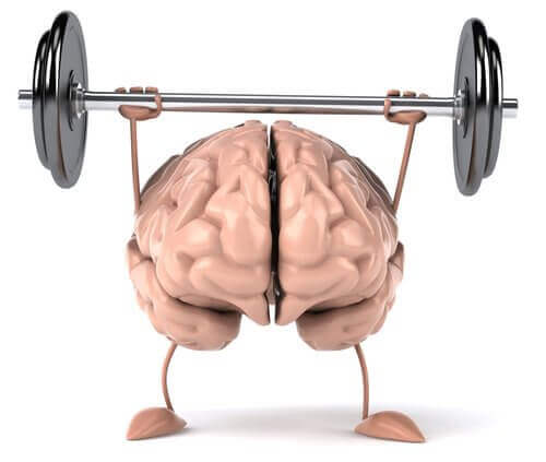 Hjerne som løfter vekter.