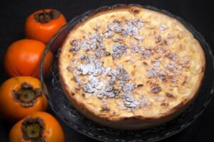 Oppskrift på karamellpudding med persimon og sjokolade