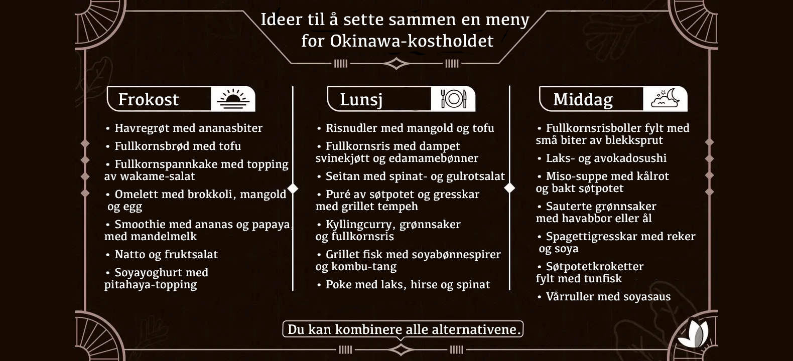 Ideer for å lage din Okinawa-meny.